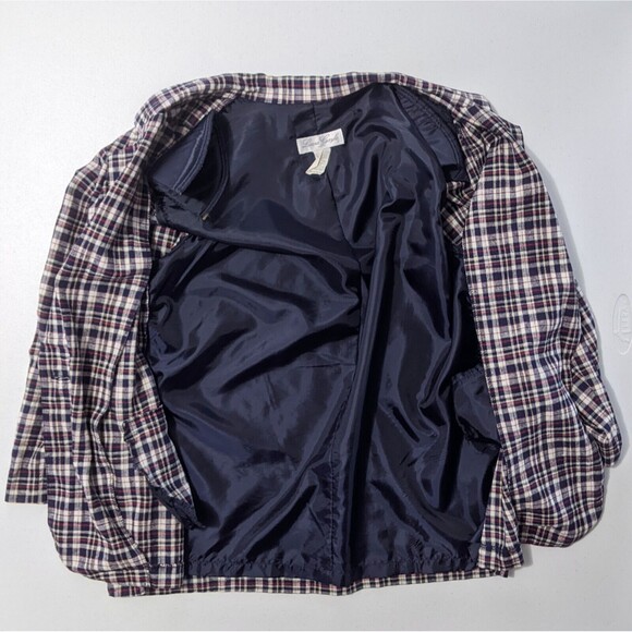 Vtg Linen Plaid Blazer Womens *fits XL Blue Red Laura Gayle Petite Lightweight - Picture 8 of 10